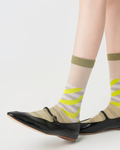 Diagonal Stripe Sheer Contrast Crew