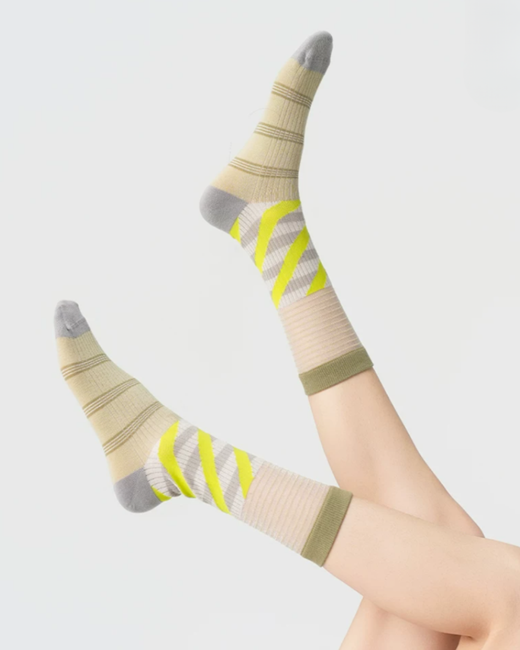 Diagonal Stripe Sheer Contrast Crew