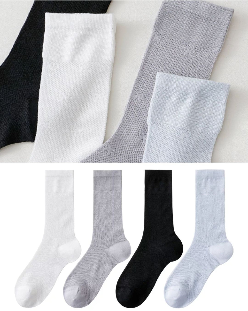 Sheer Bow Mesh Crew (Set of 4)