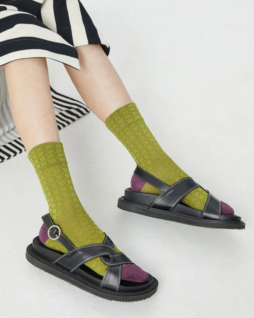 Bright-Silk Geometric Crew
