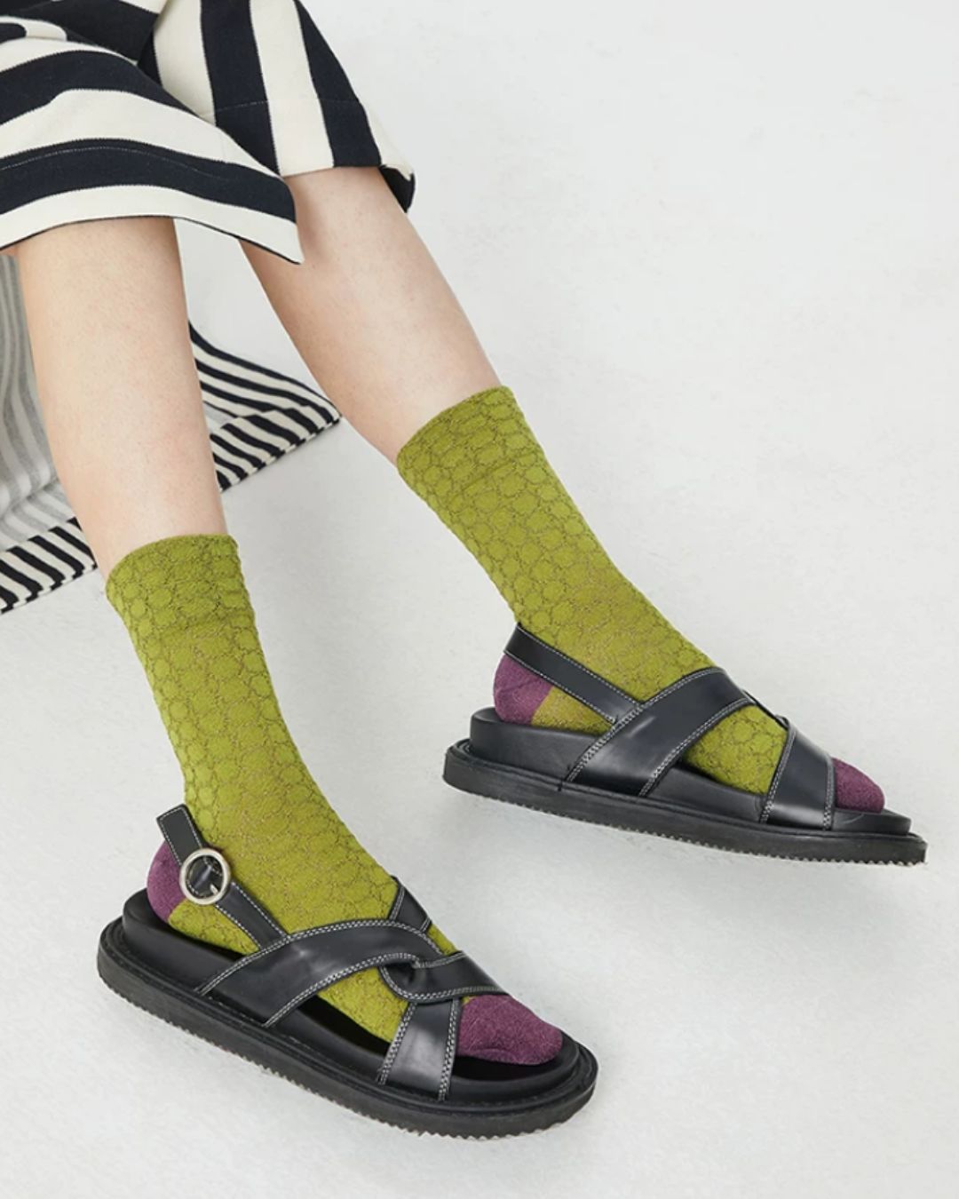 Bright-Silk Geometric Crew