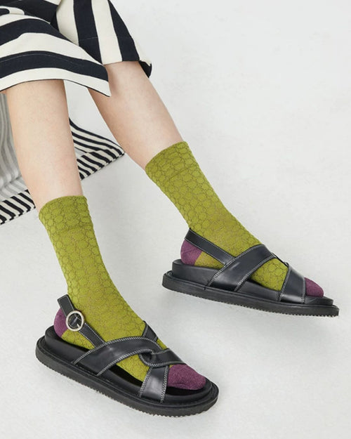 Bright-Silk Geometric Crew