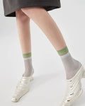 Dual-Cuff Metallic Sheer Crew