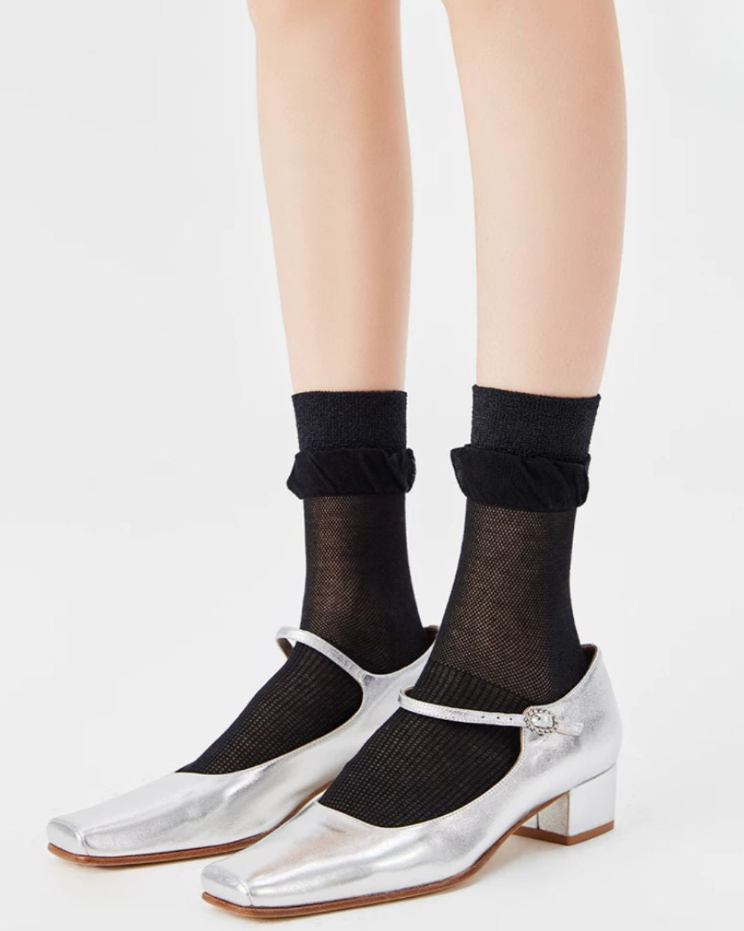 Frill Lurex Sheer Crew
