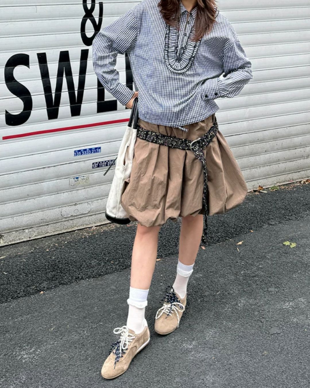 Frill Lurex Sheer Crew