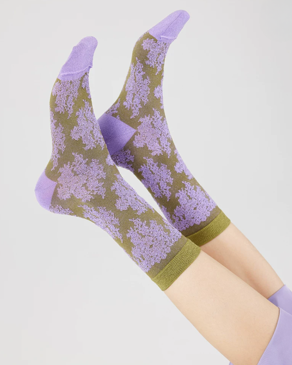 Floral Lace Texture Cotton Crew