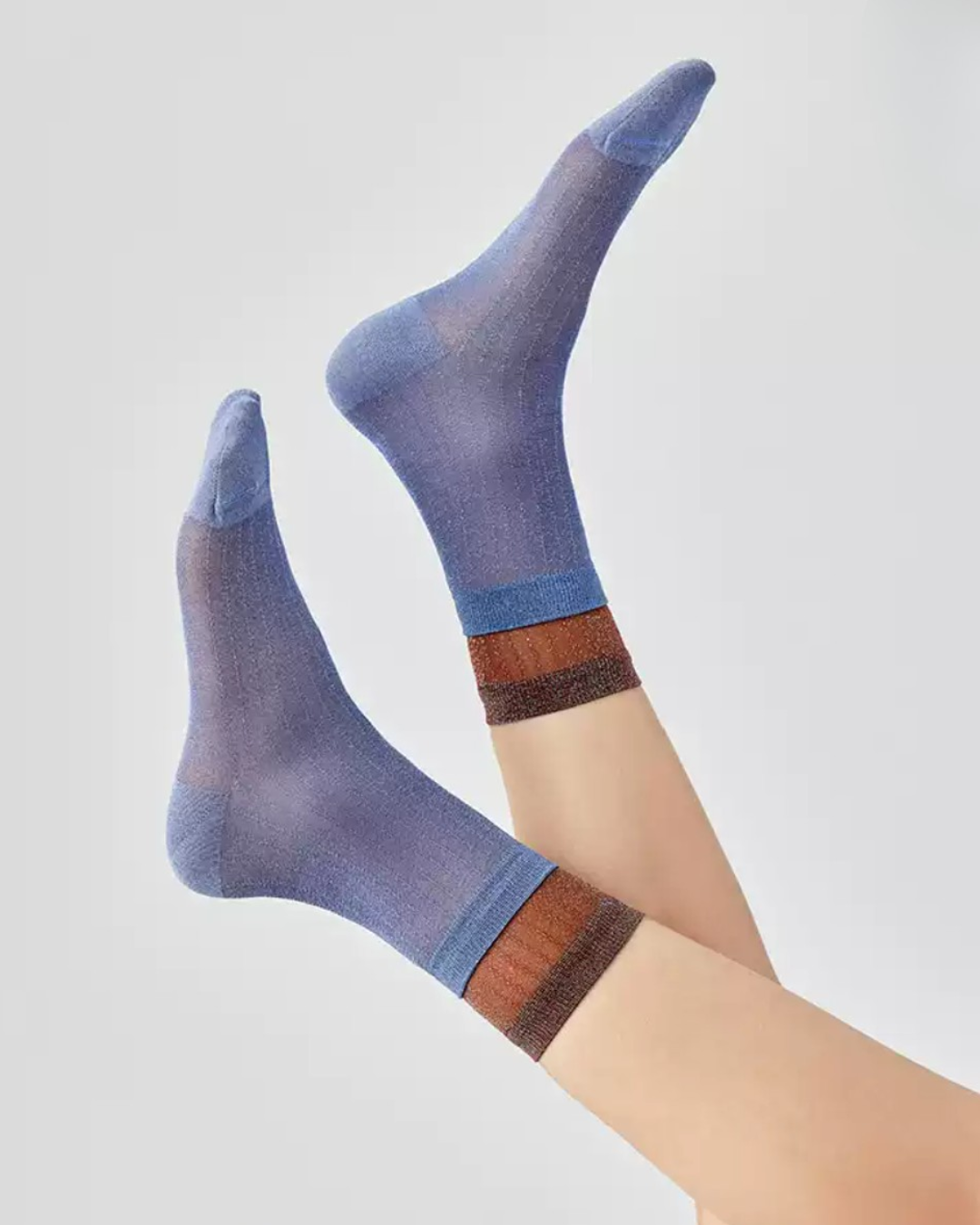 Dual-Cuff Metallic Sheer Crew