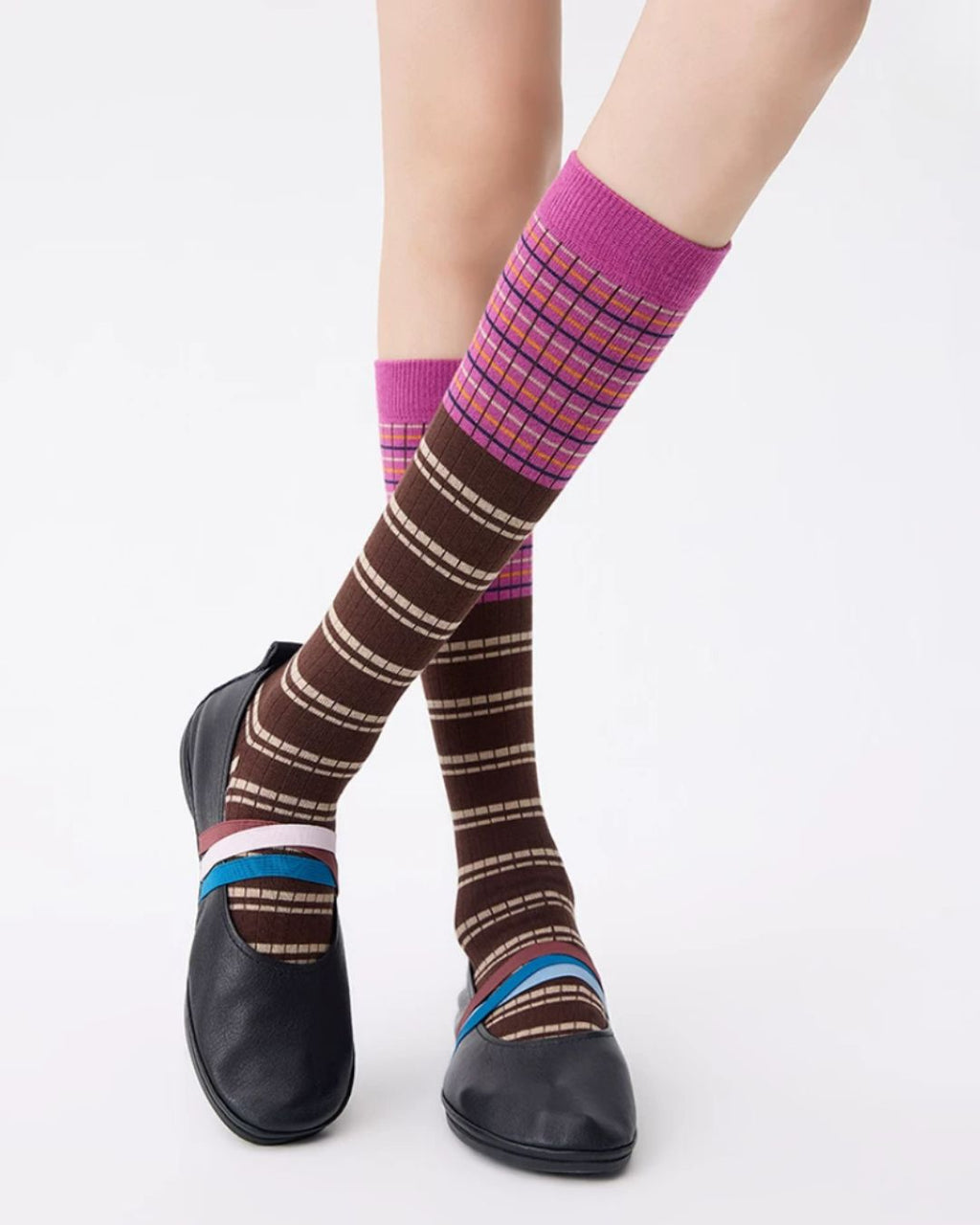 Geometric Grid Over-The-Calf Sock