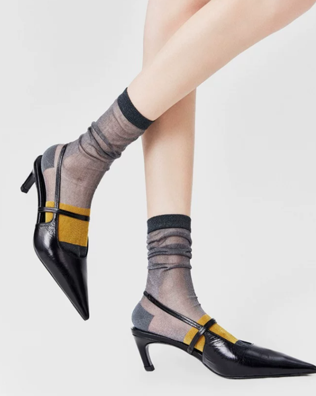 Colour-Block Glass-Silk Crew