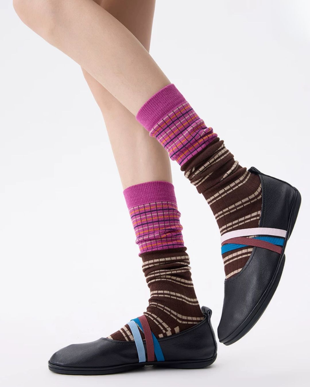 Geometric Grid Over-The-Calf Sock