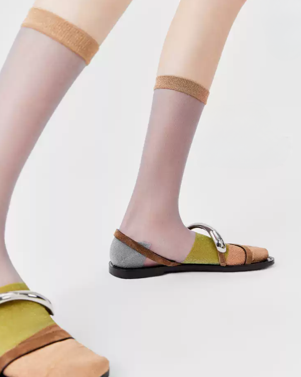 Colour-Block Glass-Silk Crew