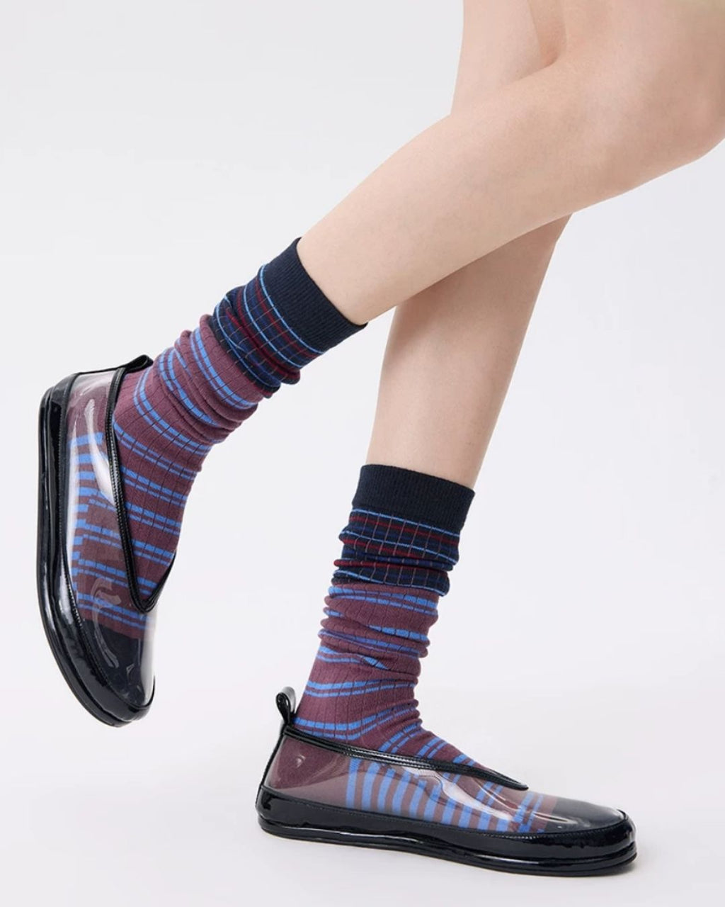 Geometric Grid Over-The-Calf Sock