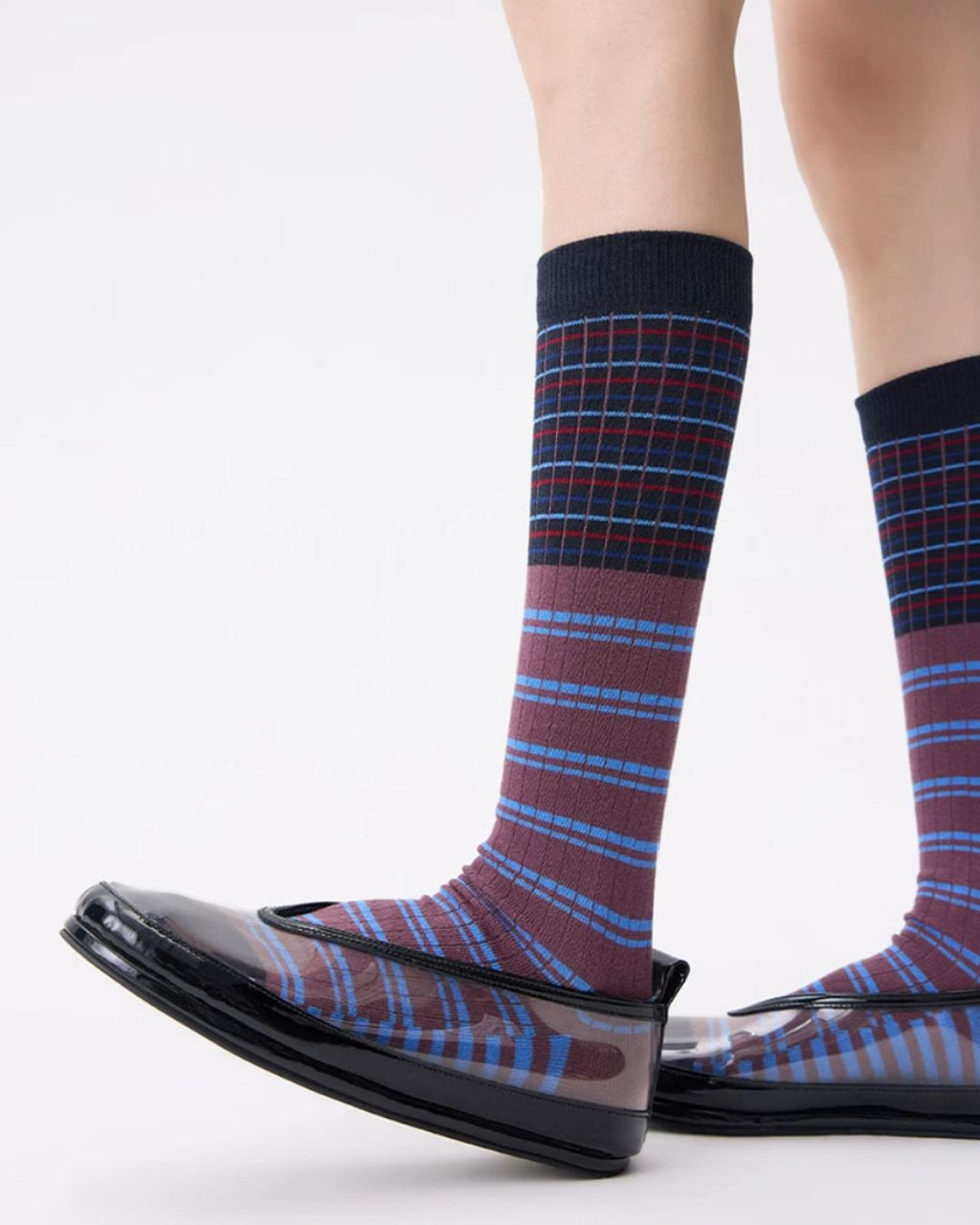 Geometric Grid Over-The-Calf Sock