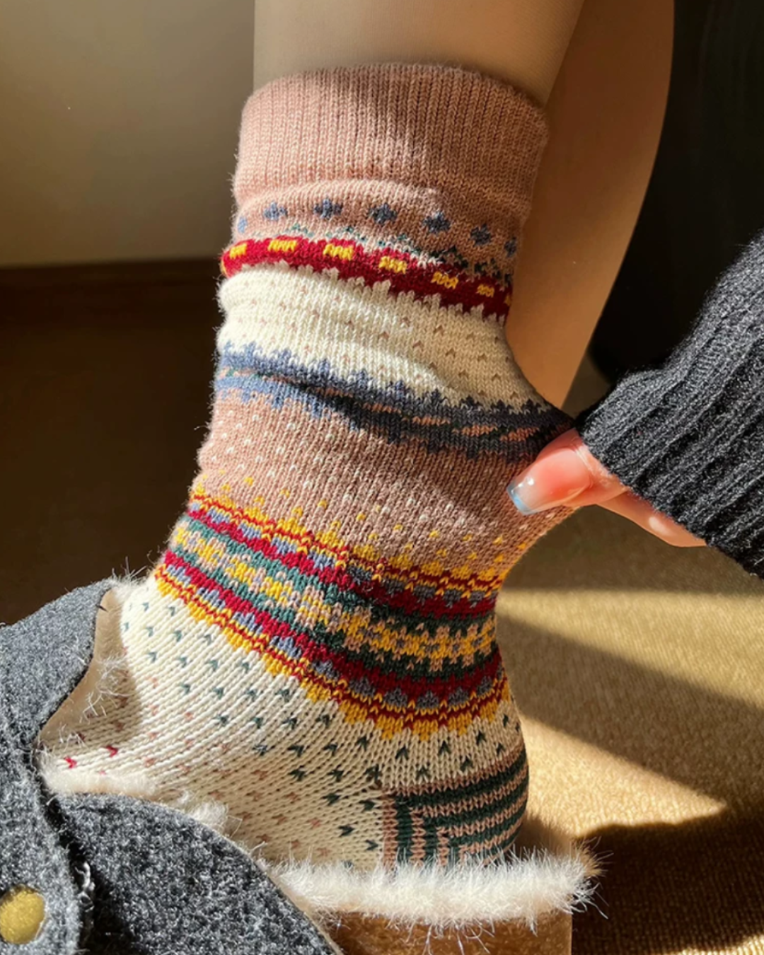 Boho Fair Isle Cotton Crew