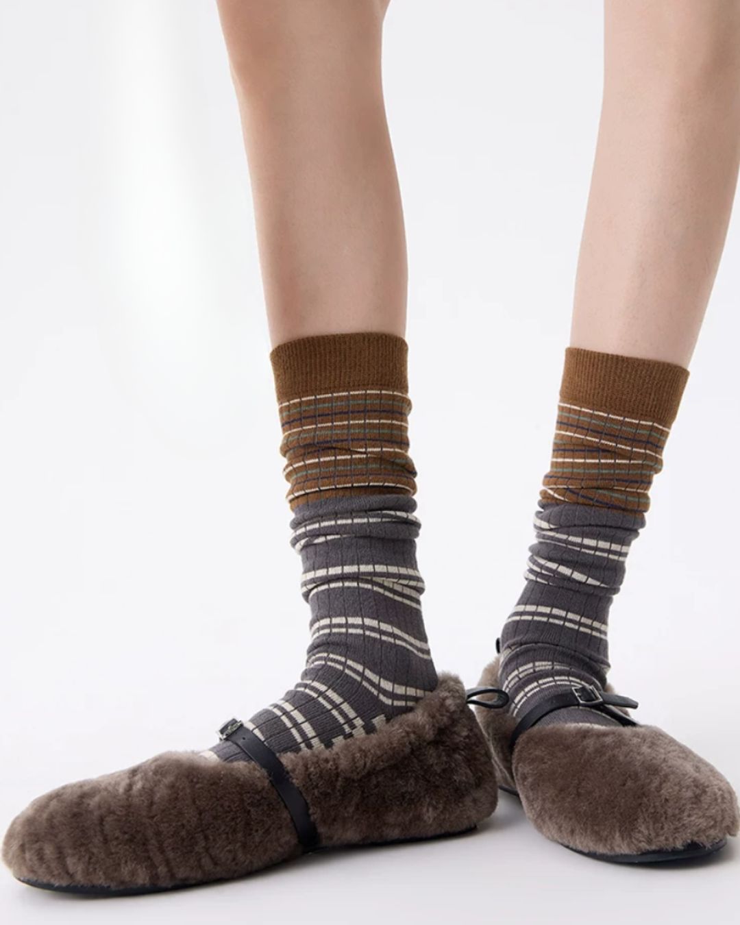 Geometric Grid Over-The-Calf Sock