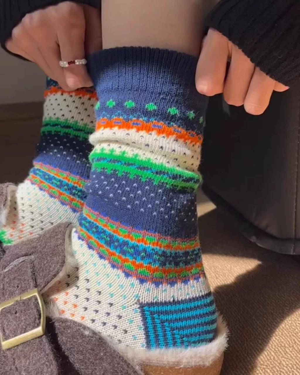 Boho Fair Isle Cotton Crew