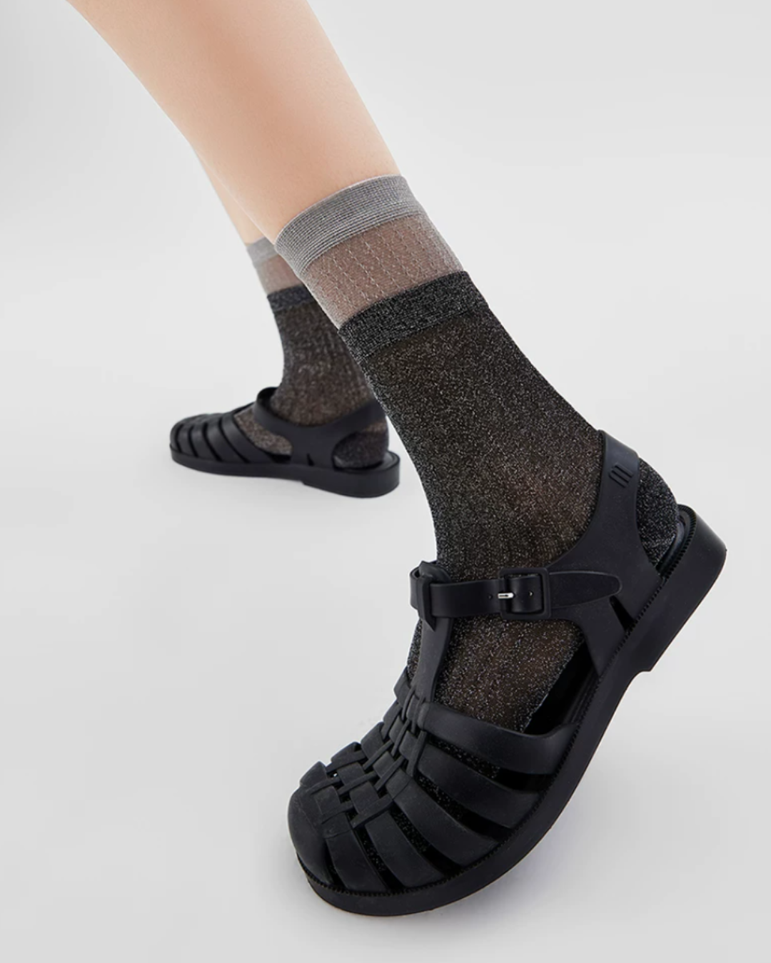 Double-Cuff Metallic Sheer Crew