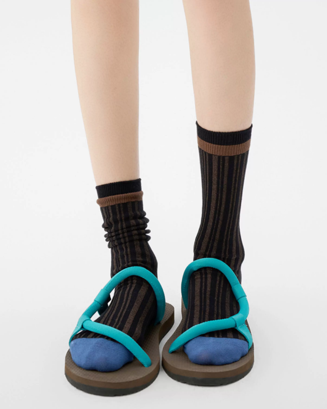 Dual-Stripe Ribbed Slouch Crew