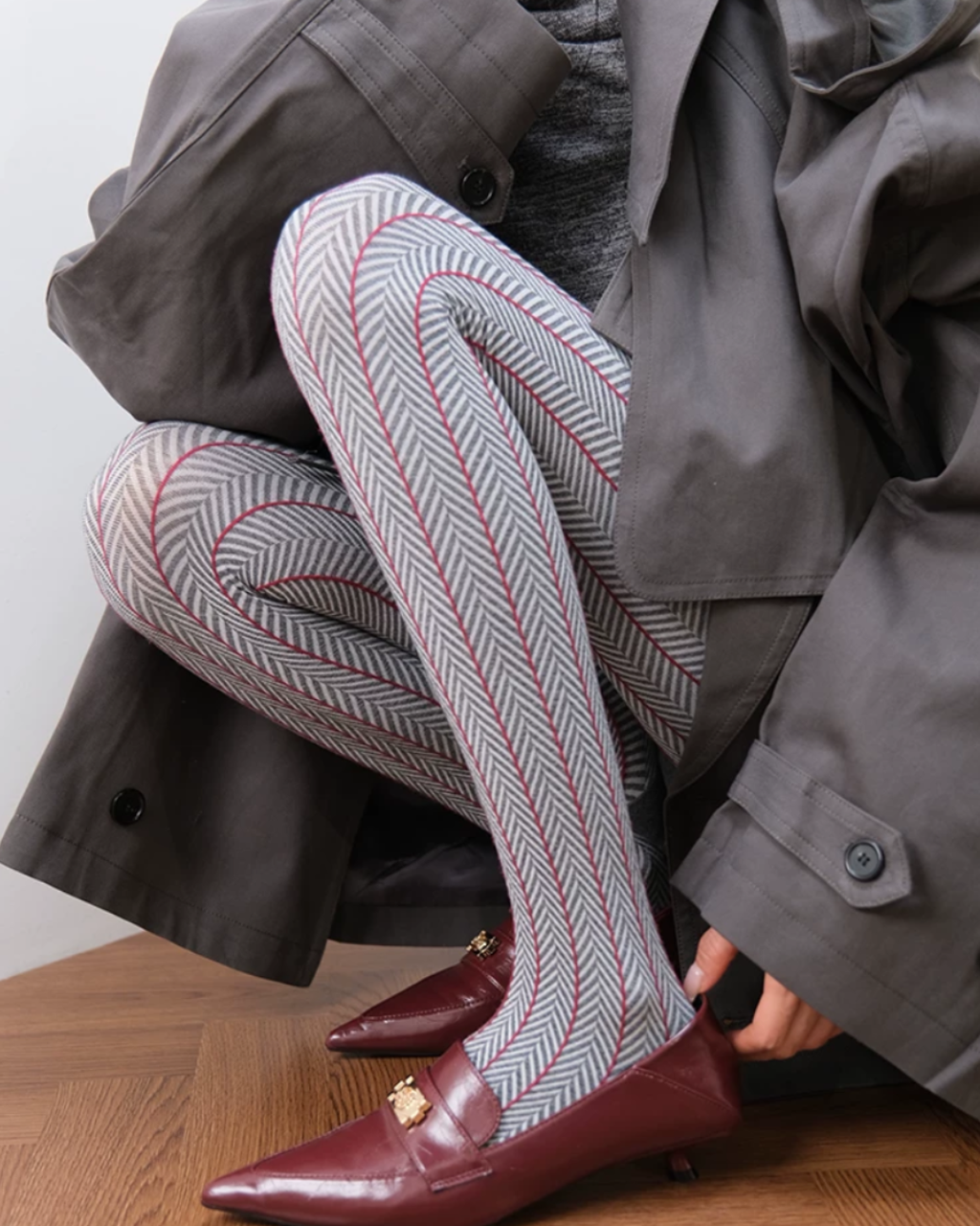 Chevron Stripe Cotton Pantyhose
