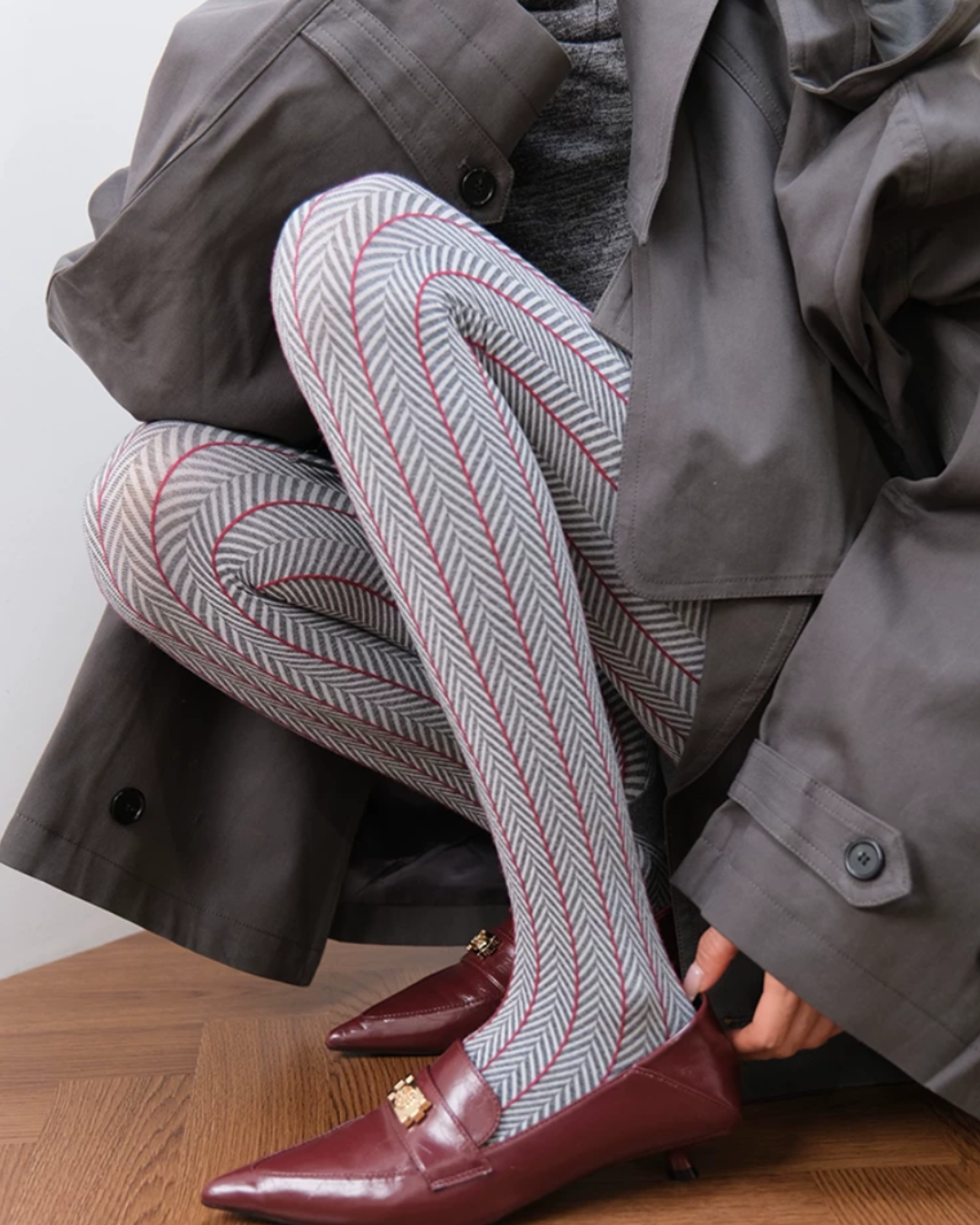 Chevron Stripe Cotton Pantyhose