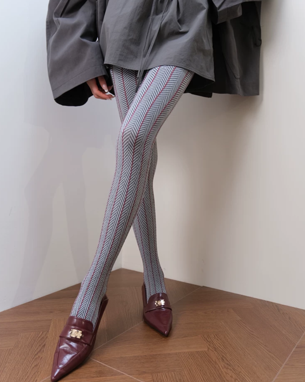 Chevron Stripe Cotton Pantyhose