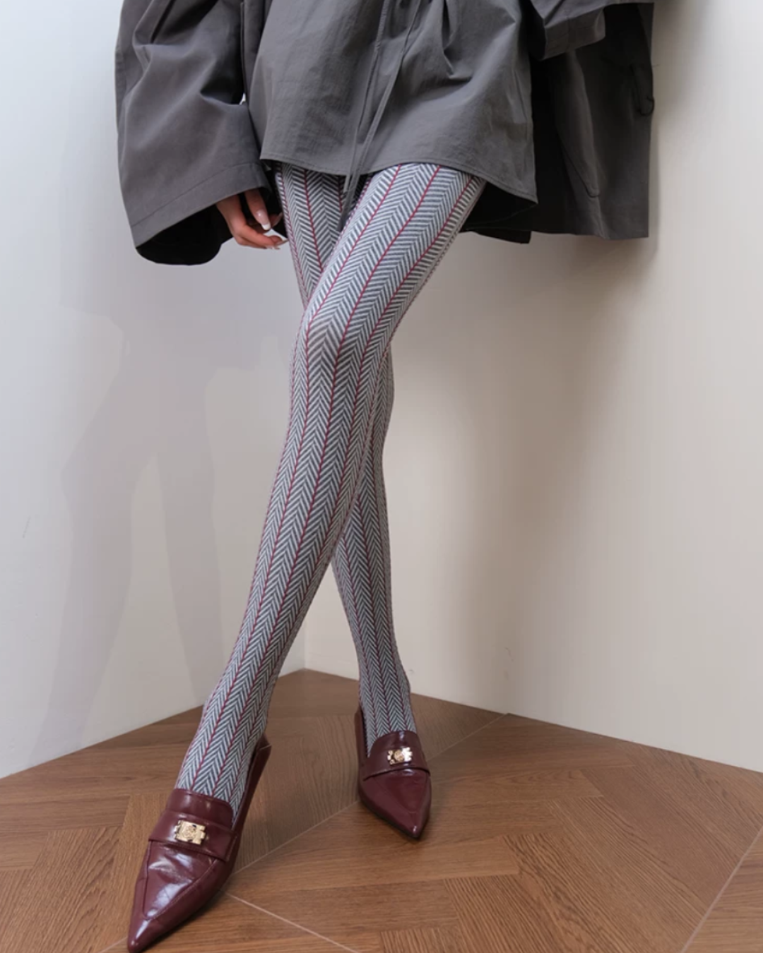 Chevron Stripe Cotton Pantyhose