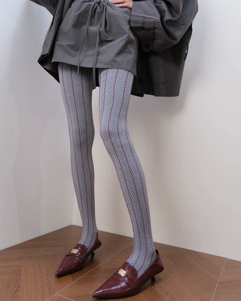 Chevron Stripe Cotton Pantyhose