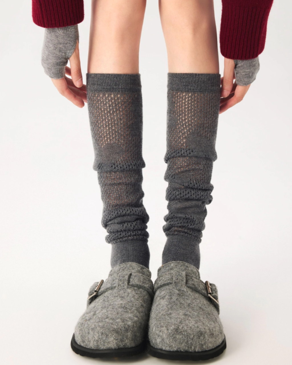 Floral Illustrative Wool Over-the-Calf
