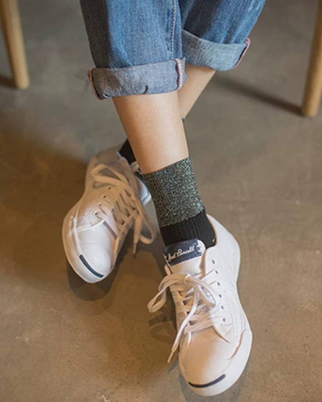 Two-Tone Lurex Contrast Crew