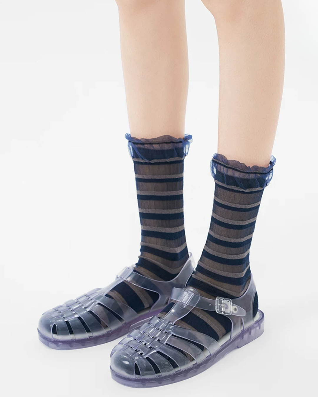 Gradient Stripe Glass-Silk Crew