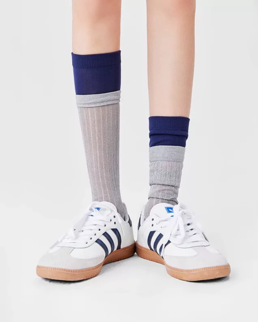 Two-Tone Ribbed Over-the-Calf