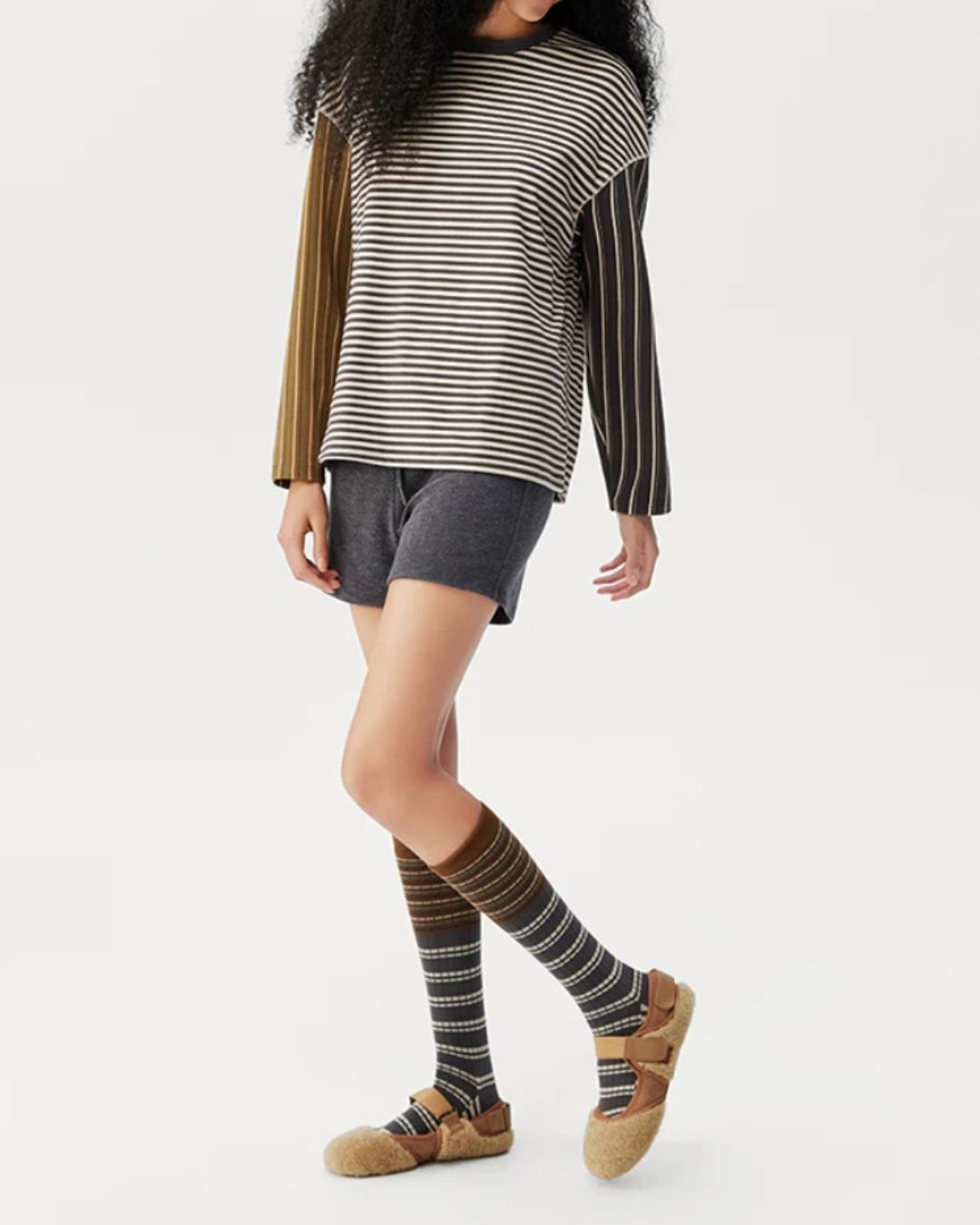 Geometric Grid Over-The-Calf Sock