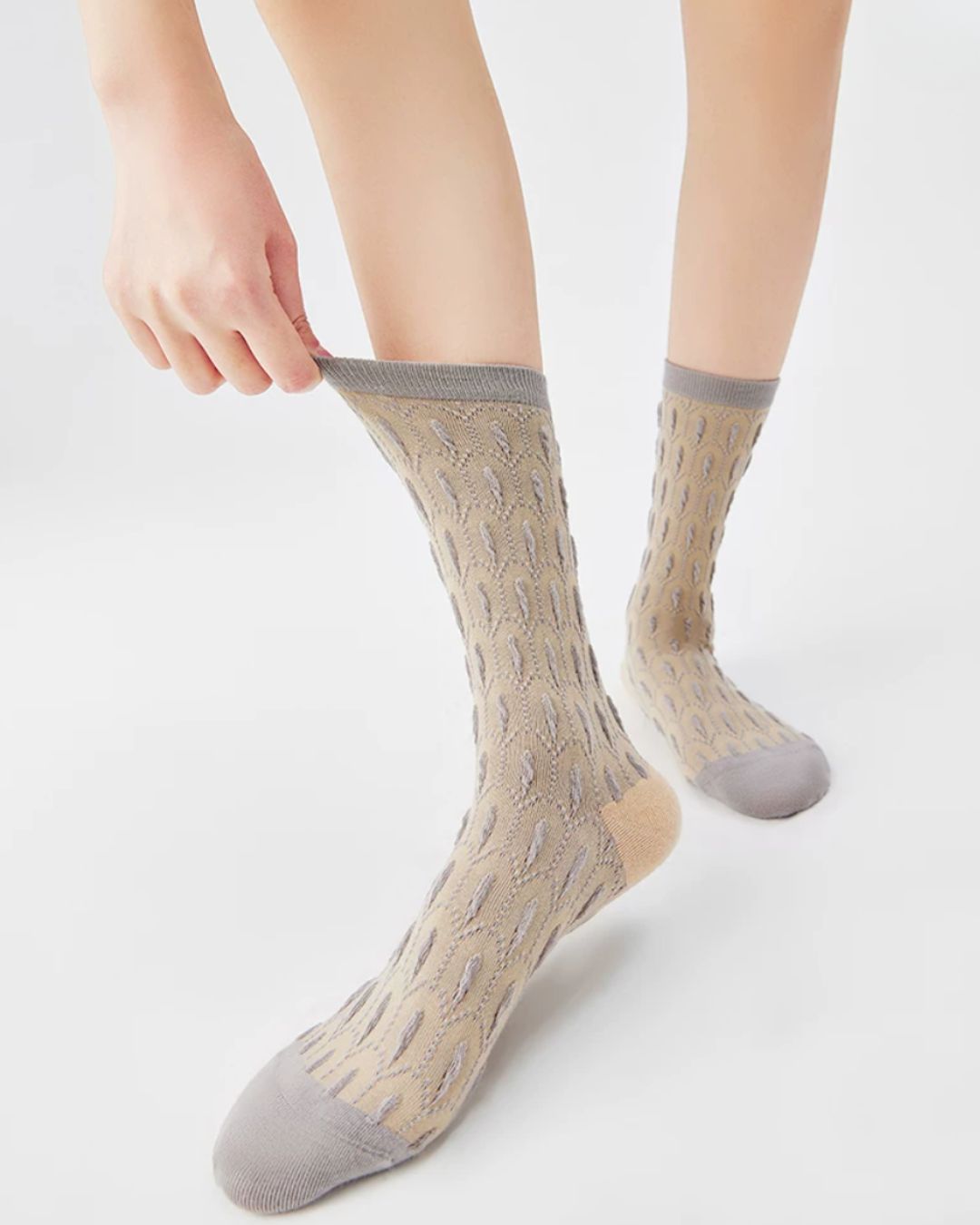 Textured Pointelle Cotton Crew