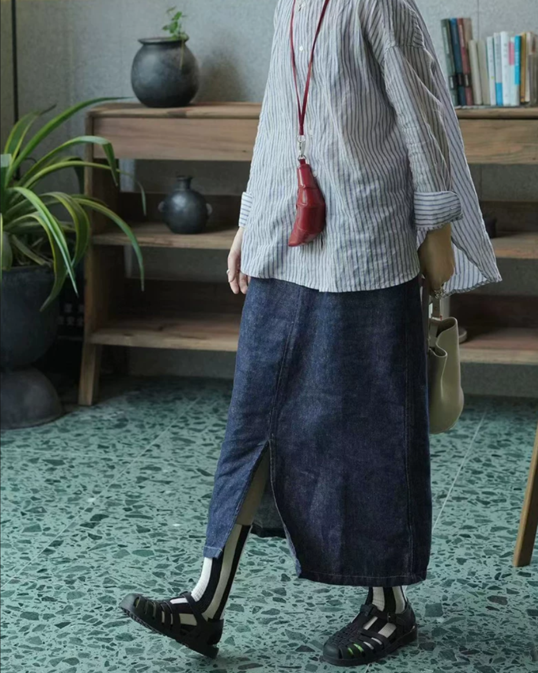 Contrast Ribbed Stripe Crew