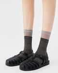 Double-Cuff Metallic Sheer Crew